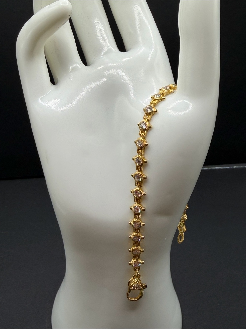 Judith Ripka Sterling Silver Gold Clad Bezel Set Diamonique Tennis Bracelet